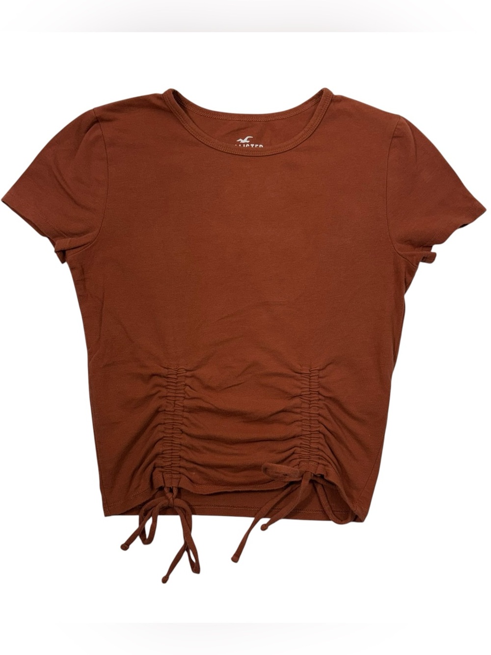 Hollister Must Have Collection Baby Tee Burnt Orange Cap Sleeve Ruched Top XS